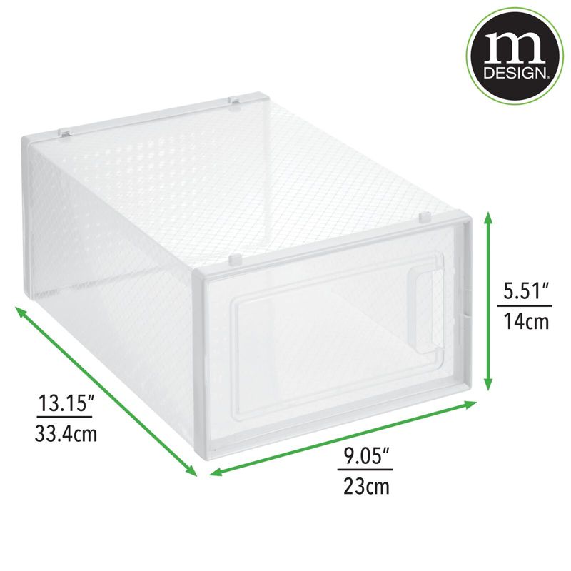 mDesign Plastic Stackable Closet Shoe Storage Box, Side Opening, 4 of 10