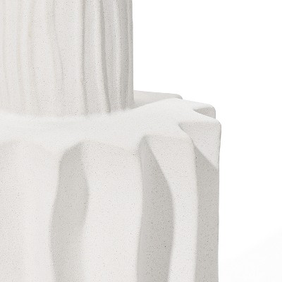 White Ceramic Fluted Decorative Table Vase 11.8"
