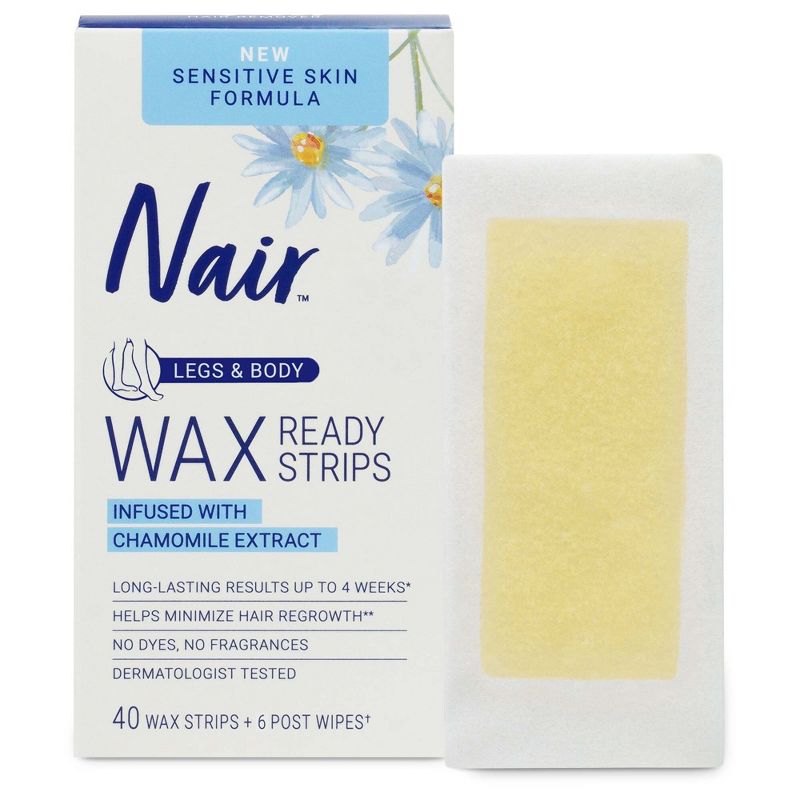 Nair Sensitive Hair Remover Legs &#38; Body Wax Strips - 40ct, 1 of 11