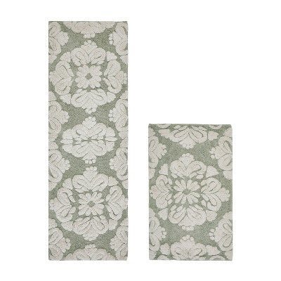 Medallion Collection 2 Piece 100% Cotton Tufted Bathroom Rug Set  with Non-Slip Backing, Machine Washable, Tumble Dry Bath Mat