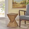 VisioGear Side Table, 18 Inch Outdoor Side Table, Geometric Pedestal Design for Balcony Porch Pool, Brown, 12.5"*12.5"*18" - 2 of 4