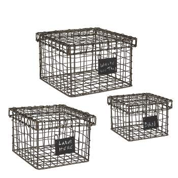 Park Designs Wire Baskets and Lids with Chalkboard Tag Set of 3