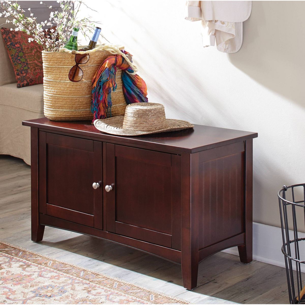 Shaker Cottage Storage Cabinet Bench Espresso - Alaterre Furniture