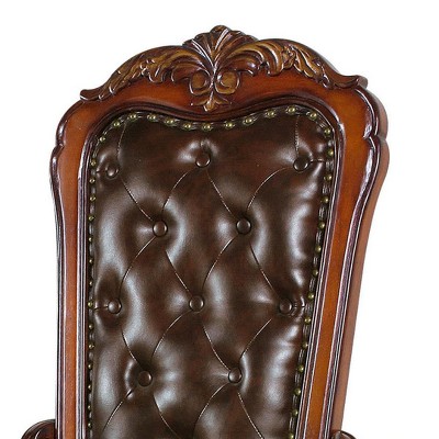 Dresden Cherry Oak Brown Faux Leather Executive Chair