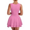 Clearlove Women's Square Neckline Sleeveless Mini Dress Pleated Waist Double-Layered Dress - 4 of 4