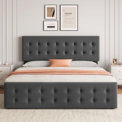 Bed Frame with 4 Storage Drawers and Headboard