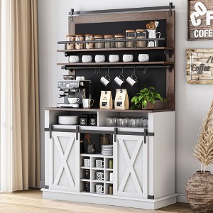 Bar Cabinet 75" Tall Coffee Hutch Large Kitchens Hutch Farmhouse Coffee Bar - 1 of 4