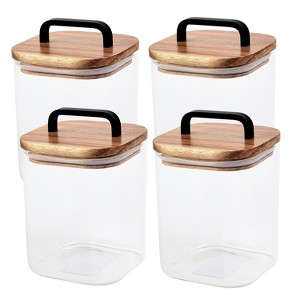 Sharp Chef Glass Airtight Storage Jar with Wooden Acacia Lid, Glass Food Storage Jars, 27 oz / 0.8 L / 3 cups - 1 of 3