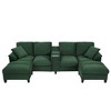 116.9"W U-Shaped Corduroy Sectional Sofa with Storage Ottomans, Cup Holders & USB Ports - ModernLuxe - 4 of 4