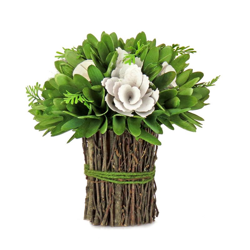 9" Artificial Spring Cream Floral Bundle in Branch Twig Base- National Tree Company, 1 of 4
