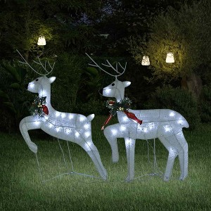 Aghana Digitals 2-Piece White Christmas Reindeer Decor with 40 LED Lights, 8 Lighting Effects, - 1 of 4