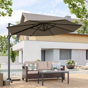 Sonkuki 10 FT Patio Cantilever Umbrella, Outdoor Round Offset Sturdy Umbrellas 360° Rotation - 1 of 4