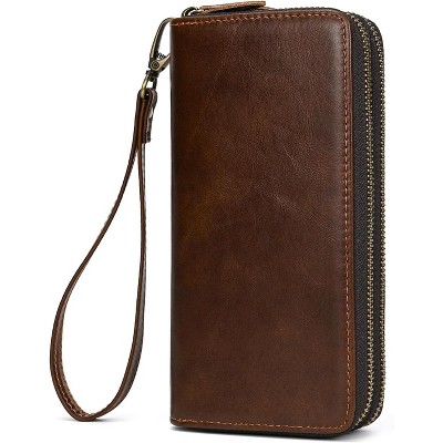 Paaaawaters Genuine Leather Long Wallet for Men, Large Capacity Purse Clutch Bag Handbag
