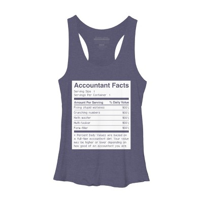 Women's Design By Humans Accountant Nutrition Facts Label By EJamjar Racerback Tank Top