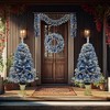 Wikineon Pre-lit Xmas Tree Artificial Christmas 4-Piece Set,Garland, Wreath and Set of 2 Entrance Trees X-mas with LED Lights, Christmas Tree - 2 of 4