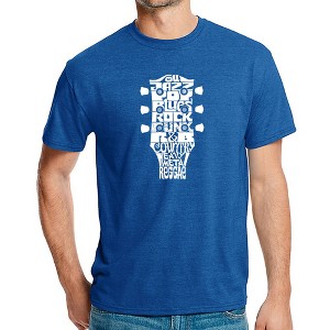 LA Pop Art Men's Premium Blend Word Art T-shirt - Guitar Head Music Genres Royal Medium - 1 of 4