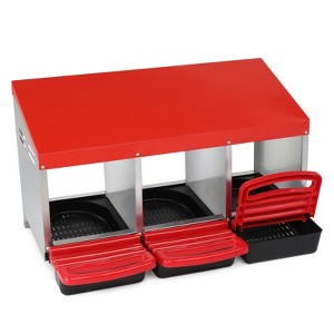 BENCMATE Pet Crates and Houses 3 Houses Dual Chamber Poultry Nesting Box for Hens and Ducks, Secure Egg Laying Sanctuary, Red, 33.86"*14.96"*6.89" - 1 of 4