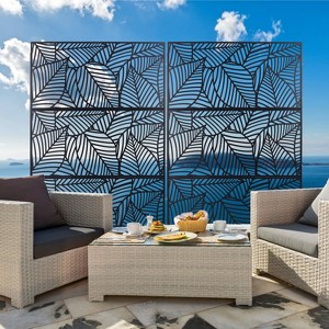 CAVINAS Patio Decorative Screen Metal Fence Privacy Screen with Leaf Pattern for Outside and Garden, 76" H×48" W - 1 of 4