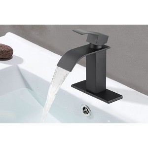Kumasinova Bathroom Sink Faucet,Anti-Corrosion Rustproof Faucet with Waterfall Spout,Single Handle,Vanity Faucet for Any Bathroom Decor - 1 of 4