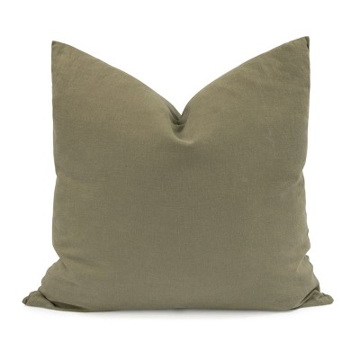 Moss Green 20" Square French Linen Decorative Throw Pillow