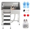 coucheta 38" Professional Stainless Steel Dog Washing Station – Dog Bathtub with Ramp, Non-Slip Grate, Left Stairs & Sliding Door for - 2 of 4