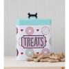 Amici Pet Barkers Dozen Metal Treats Canister - Colorful Cartoon Donut Design Storage Tin with Silver Bone Knob Lid, Food Safe - 96 oz - 2 of 4