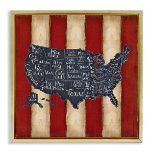Stupell Industries United States Map on Stripes, 18" x 18" - 1 of 4
