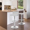 Set of 2 Adjustable Low Back Barstool White - CorLiving: Chrome-Plated, Swivel, Upholstered, Kitchen Island Seating - 2 of 4