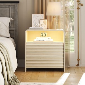 Nightstand with Charging Station, LED End Table - 1 of 4