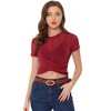 Allegra K Women's Round Neck Short Sleeve Twist Knot Crop Top T-Shirt - 3 of 4