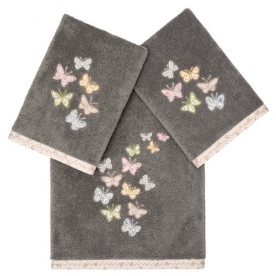 Linum Home Textiles 100% Turkish Cotton MARIPOSA Embellished Towel Set