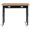 HOMCOM 47" Work Bench with Drawer, Height Adjustable Legs, Bamboo Tabletop Workstation Tool Table on Wheels for Garage, 1320 Lbs, Black/Natural - 4 of 4