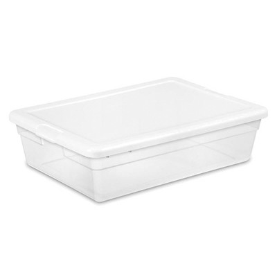  Sterilite 28 Qt Underbed Storage Box, Stackable Bin with Lid, Plastic  Container to Organize, Bedroom, Clear Base and White Lid, 10-Pack - Lidded  Home Storage Bins