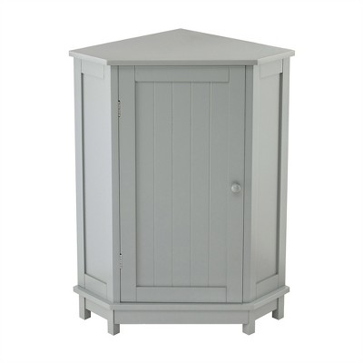 OUTSUPPLY Modern Triangle Bathroom Corner Cabinet with Adjustable Shelves, Storage Cabinet with Wooden Knobs