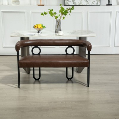 Modern Upholstered Faux Leather Fabric Loveseat 2 Seater Sofa Couch,Living Room,Office Sofa Couch Furniture,2 seater Bench-Cuddlewood