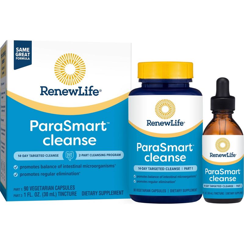 Renew Life Adult Cleanse - PARASmart, Microbial Cleanse - 2-Part,15-Day Program. Gluten, Dairy & Soy Free. 90 Vegetarian Capsules + 1 Fl. Oz. Tincture, 2 of 7
