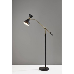 Oscar Adjustable Floor Lamp Black Adesso Mid Century Style Extended Arm ETL Listed