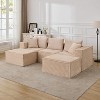 U/L shape Modular Sectional Cloud Couch, Deep Seat Boneless Sofa with Ottoman, Corduroy Fabric No-Assembly Compression Packaged, Beige Sofa - 2 of 4