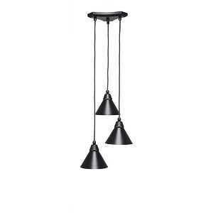 Toltec Lighting Europa 3 - Light Pendant in  Matte Black with 7" Matte Black Cone Metal Shade Shade - 1 of 1