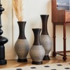 Aukfa Set of 3 Brown Decorative Floor Vases with Metal Stands – Tall PVC Vases with Artificial Vine Texture - 3 of 4