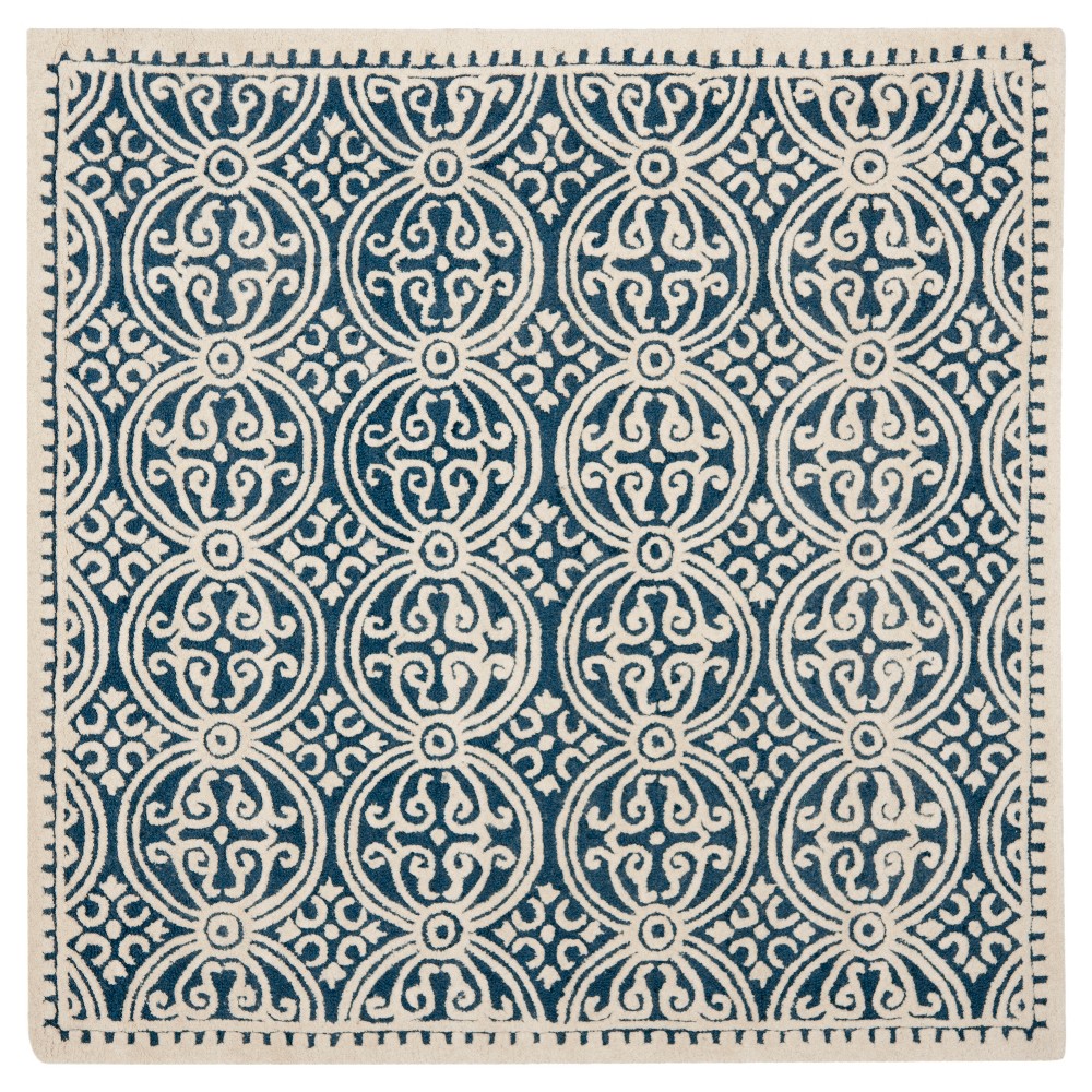 6'X6' Geometric Area Rug Navy/Ivory - Safavieh