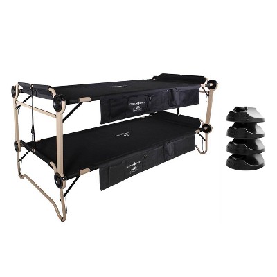 Disc-O-Bed 2XL Cam-O-Bunk Benchable Double Cot with 2 Side Organizers, 4 No Slip Foot Pads, and 2 Carry Bags, Black