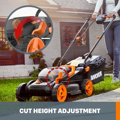 WORX 40V Black and Orange Cordless Walk-Behind Lawn Mower