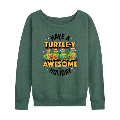 Women's - Teenage Mutant Ninja Turtles - Turtley Awesome Group Lightweight French Terry Wide Neck Long Sleeve Shirt