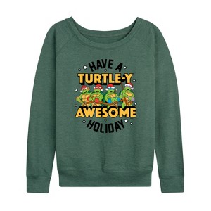 Women's - Teenage Mutant Ninja Turtles - Turtley Awesome Group Lightweight French Terry Wide Neck Long Sleeve Shirt - 1 of 4
