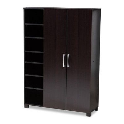 Marine Finished 2 Door Wood Entryway Shoe Storage Cabinet with Open Shelves Brown - Baxton Studio