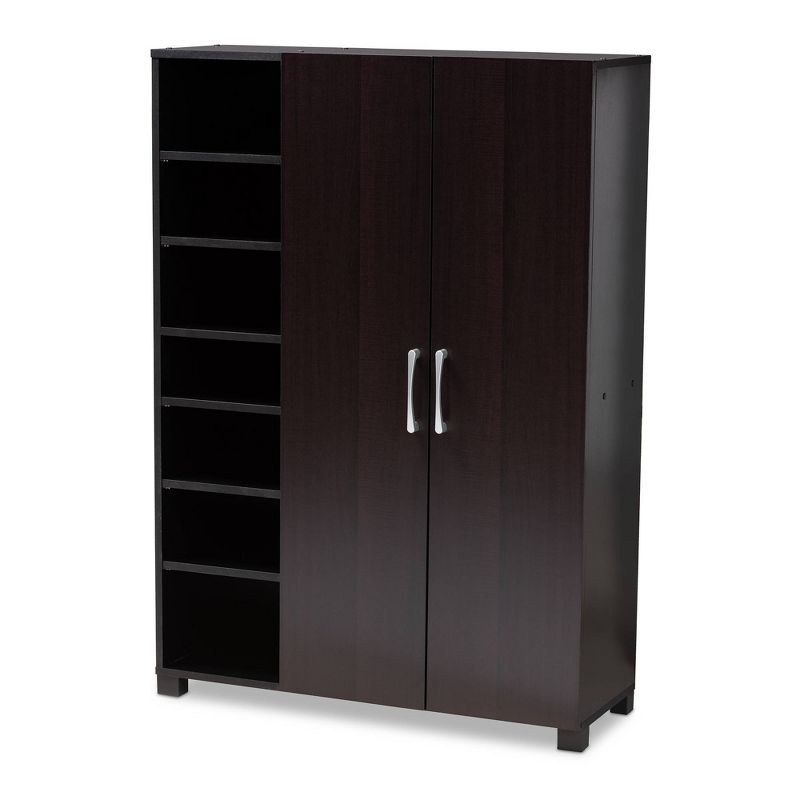 Marine Finished 2 Door Wood Entryway Shoe Storage Cabinet with Open Shelves Brown - Baxton Studio, 1 of 12
