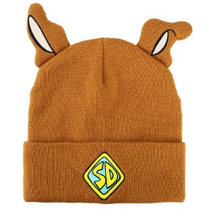 Scooby Doo Embroidered Brown Acrylic Knit Cuff Beanie - 1 of 2
