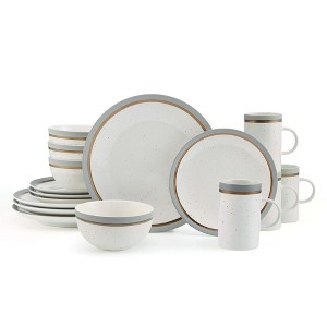 Pfaltzgraff Ezra Speckled 16 Piece Dinnerware Set, Service for 4, Color Banded - 1 of 4