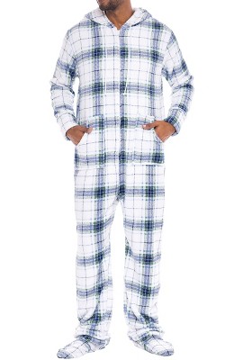 Adr Men s Hooded Footed Adult Onesie Pajamas Set Plush Winter Pjs